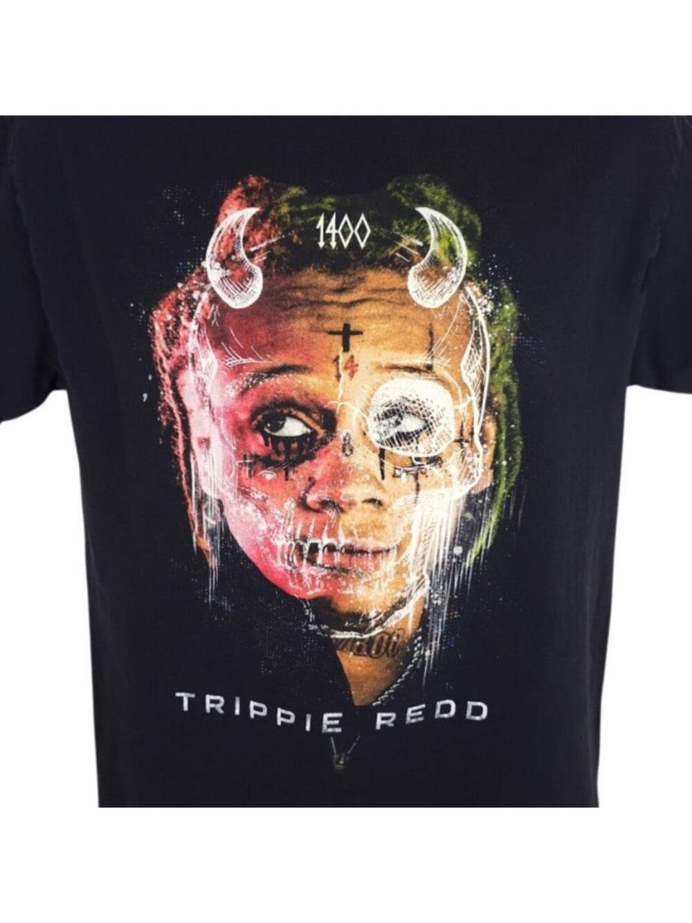 Trippie Redd T Shirt Mens Size Medium Black 1400 Devil Horns Rap Hip Hop